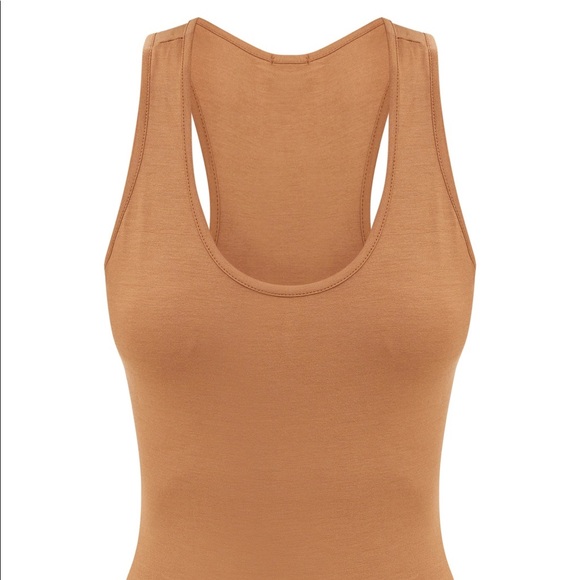 Camel Racerback Scoop Neck Bodysuit - Picture 2 of 3